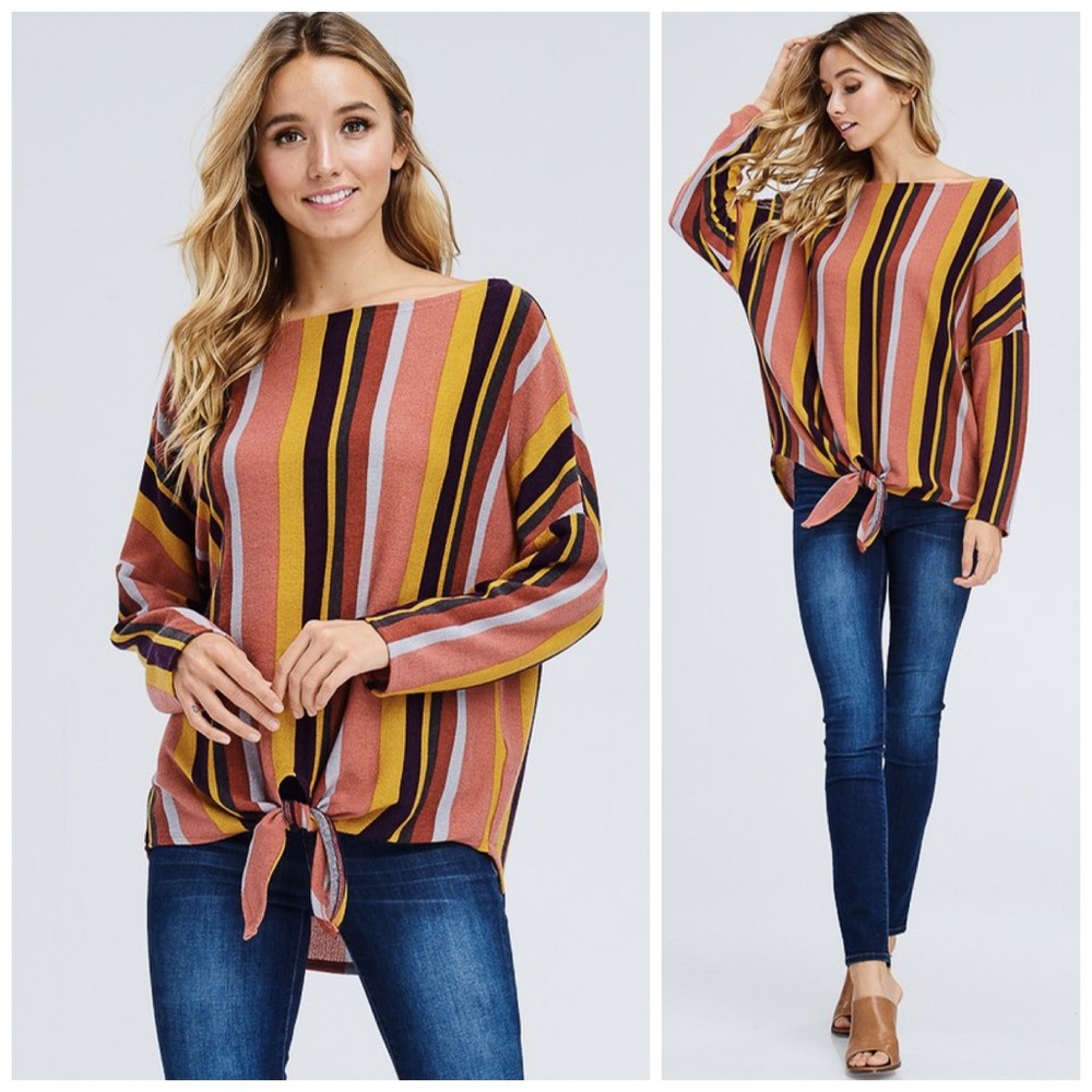 ❤️LAST 1! Super Soft Fall Colors Front Tie Top! - Picture 1 of 8